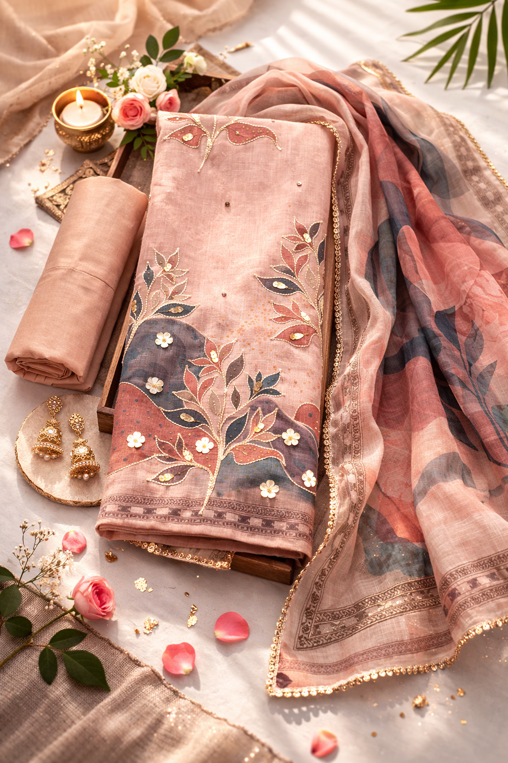 LINEN COLORPETAL PRINTED SET - PINK