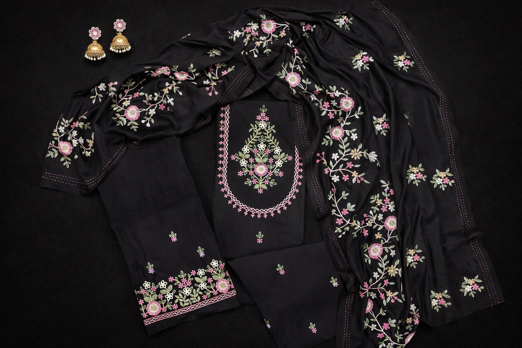 BEAUTIFUL BLACK EMBROIDERED SET