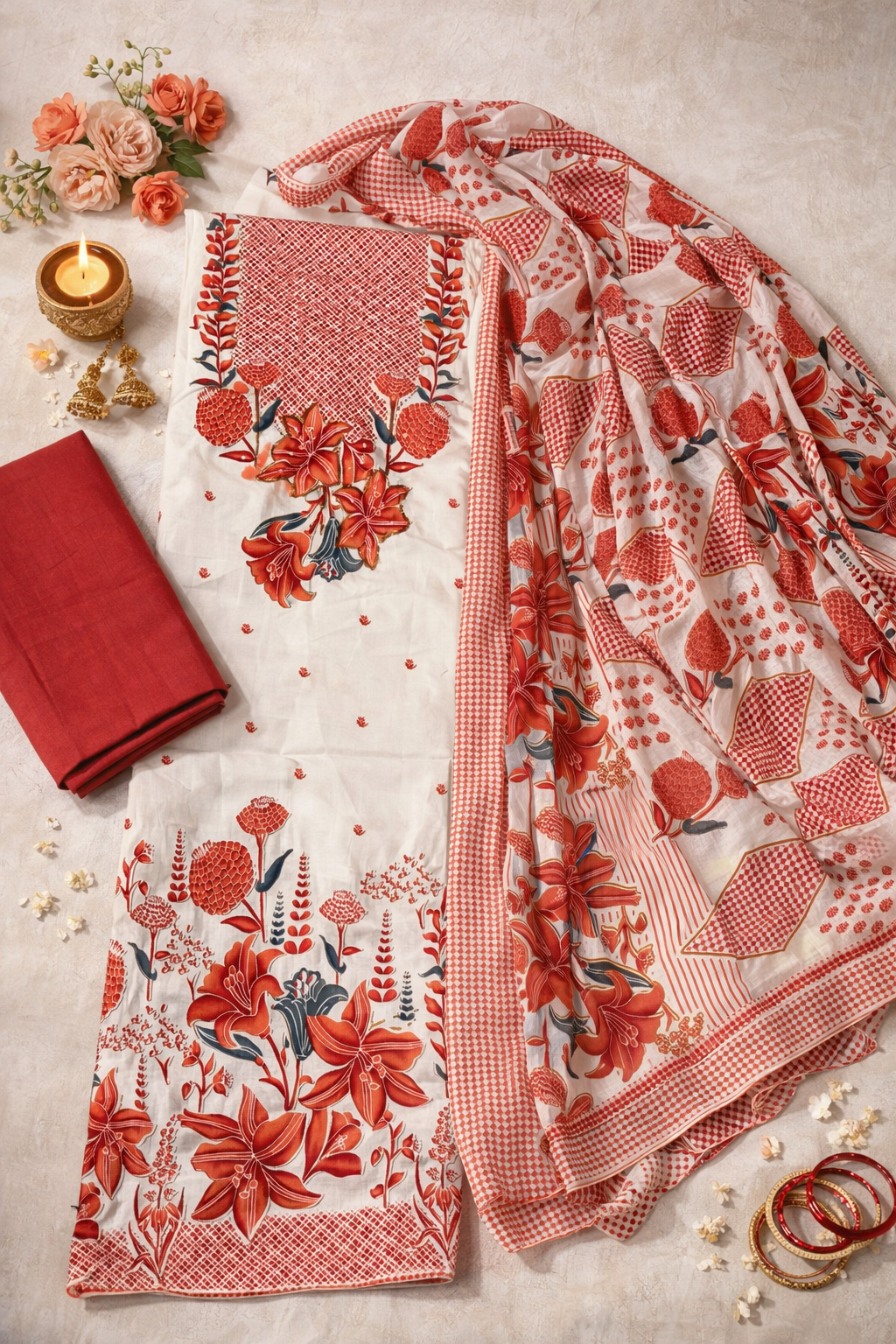 BASIC PRINTED LITTLE DETAILING SUIT - ORANGE