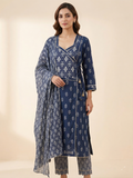 BLUE PRINTED BANDHANI SUIT