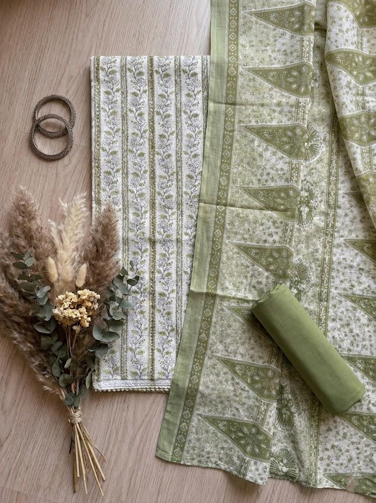 BEAUTIFUL AOP VERTICAL LEAVES - KHAKHI