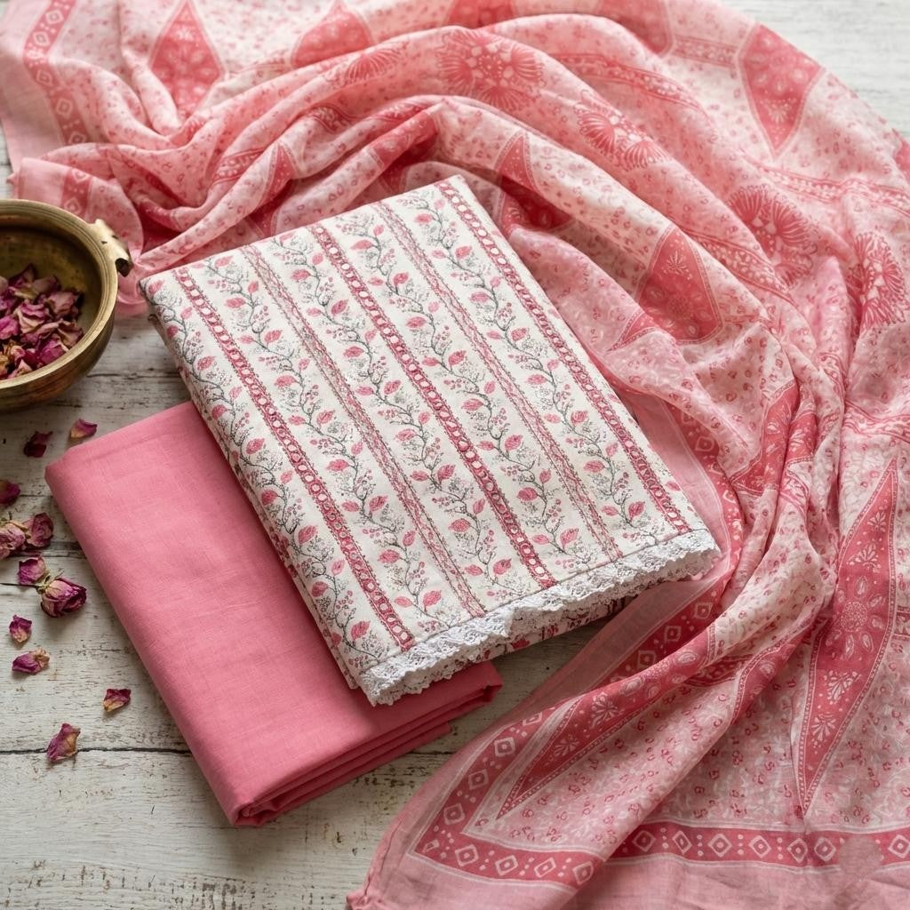 BEAUTIFUL AOP VERTICAL LEAVES - PINK
