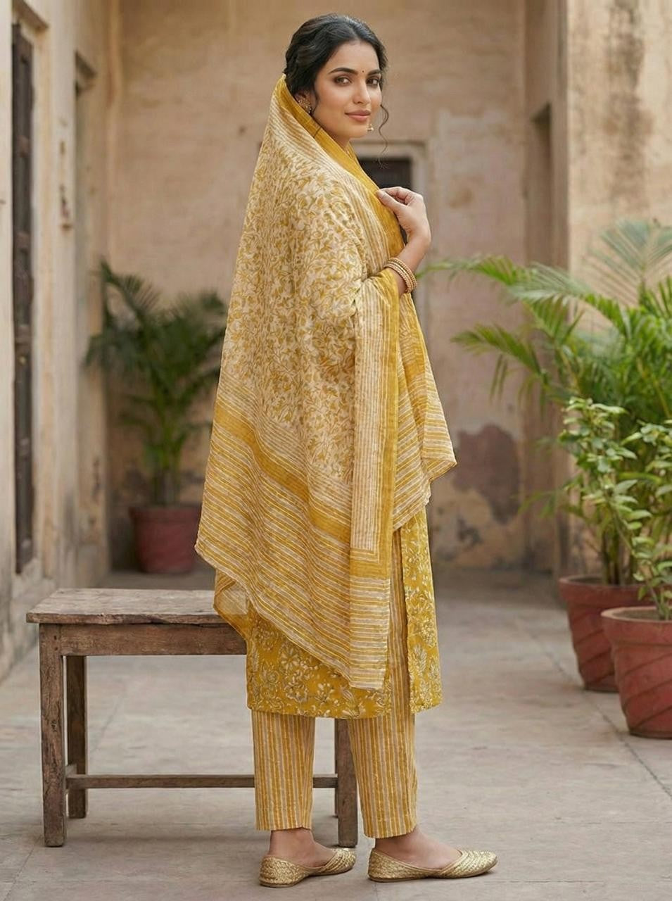 MUSTARD AOP PRINTED WITH CF PLACKET