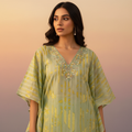V NECK DETAILING AOP SUIT - MINT