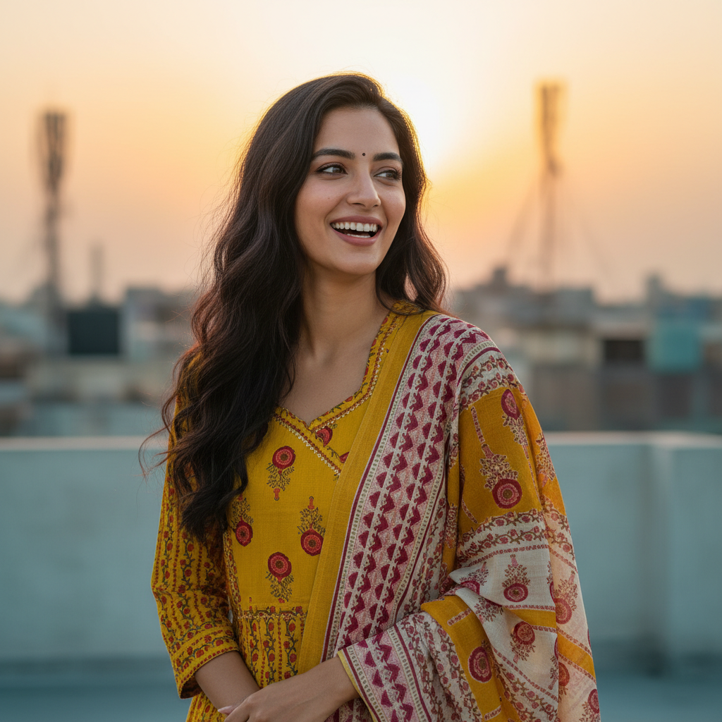YELLOW PRINTED BANDHANI SUIT