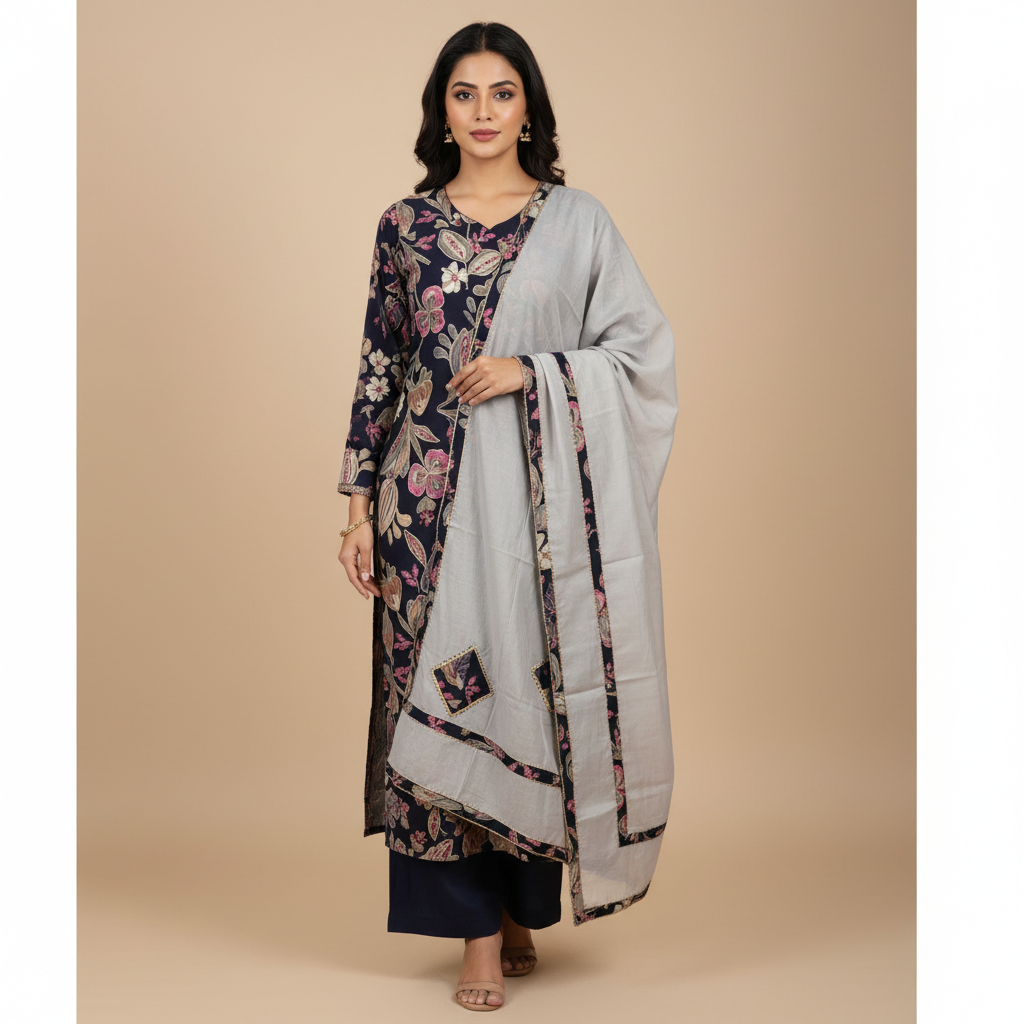 BEAUTIFUL AOP WITH MIRROR DETAILING - NAVY