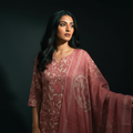 AOP PRINT WITH BROAD SCALLOPED BORDER - ROSE