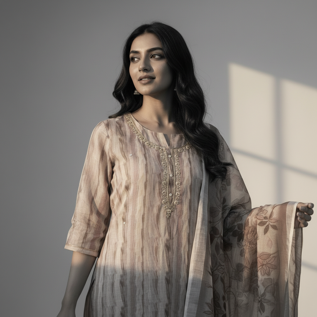 LINEN EMBELLISHED GOL GALA IN PASTEL HUES