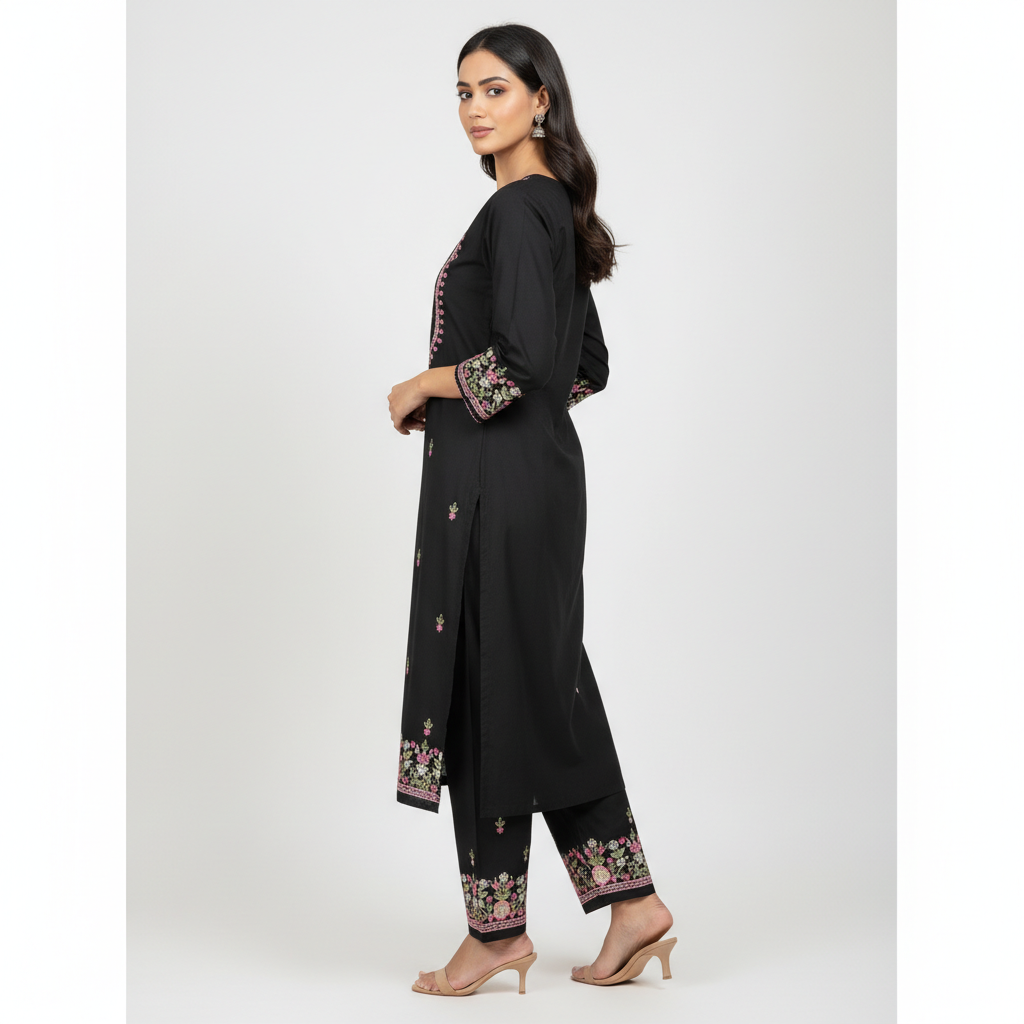 BEAUTIFUL BLACK EMBROIDERED SET