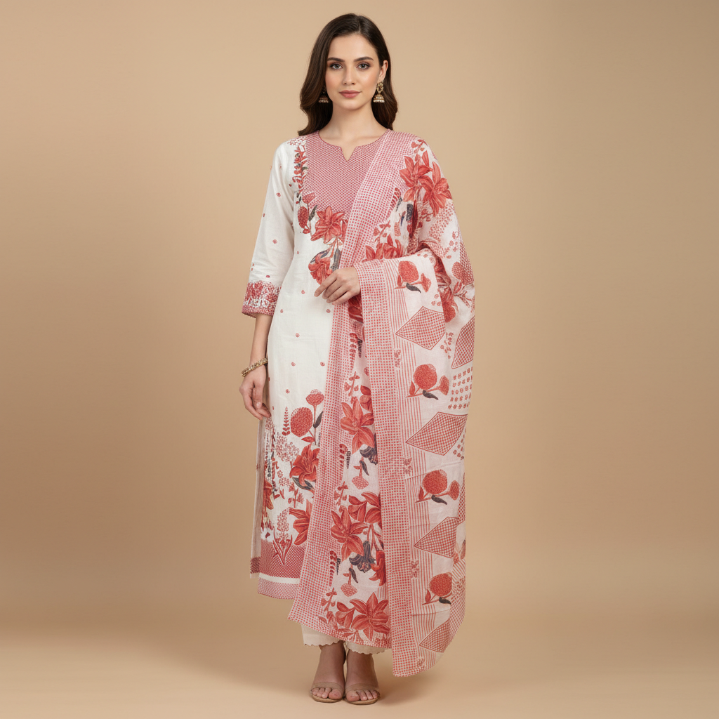 BASIC PRINTED LITTLE DETAILING SUIT - ORANGE