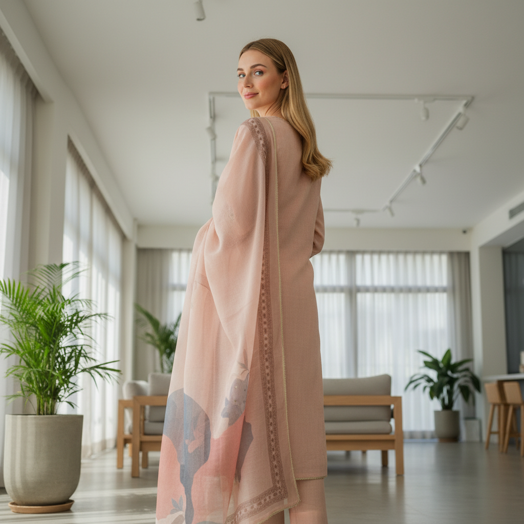 LINEN COLORPETAL PRINTED SET - BLUE