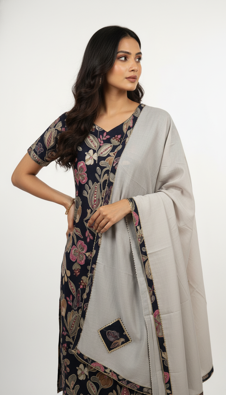 BEAUTIFUL AOP WITH MIRROR DETAILING - NAVY