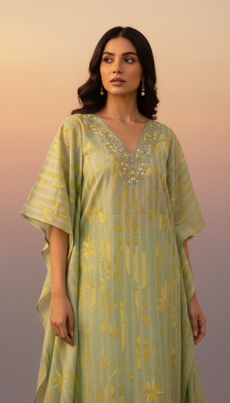 V NECK DETAILING AOP SUIT - MINT