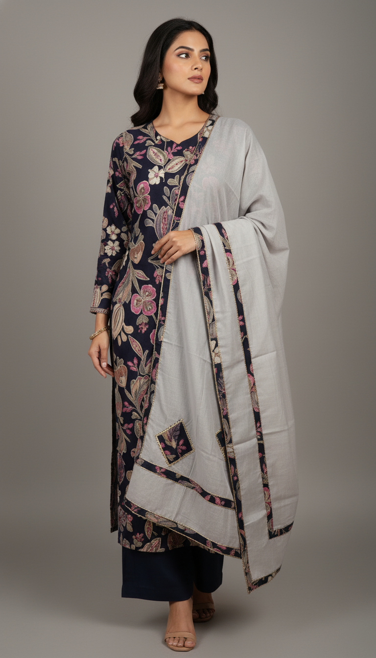 BEAUTIFUL AOP WITH MIRROR DETAILING - NAVY