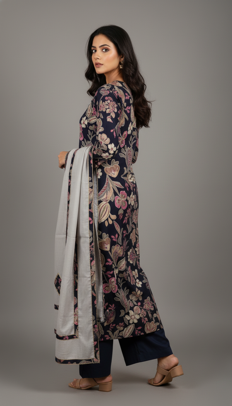 BEAUTIFUL AOP WITH MIRROR DETAILING - NAVY